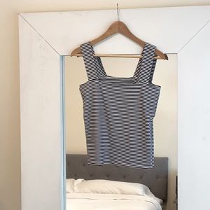 Loft Size S Top. Black/White horizontal striping.